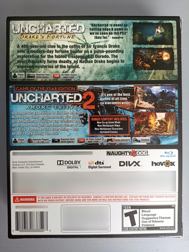 Uncharted Dual Pack - Uncharted 2 - Ps3 - Excelente Estado (Usado)