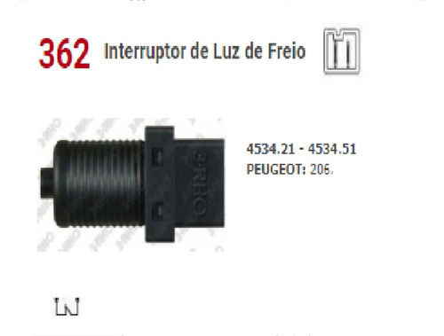 Interruptor Cebolinha Luz De Freio Peugeot 206