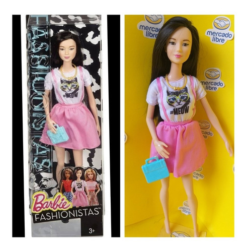 Barbie Fashionistas Kitty Dress, #meow Asiática, Lea 90 Arco (Usado)