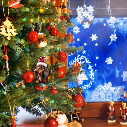 Adornos Acrílicos Navideños Para Perros Salchicha, 7 Piezas,