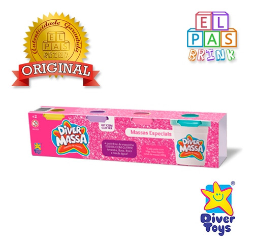 Kit 4 Massinhas De Modelar Cores Com Glitter - Divertoys