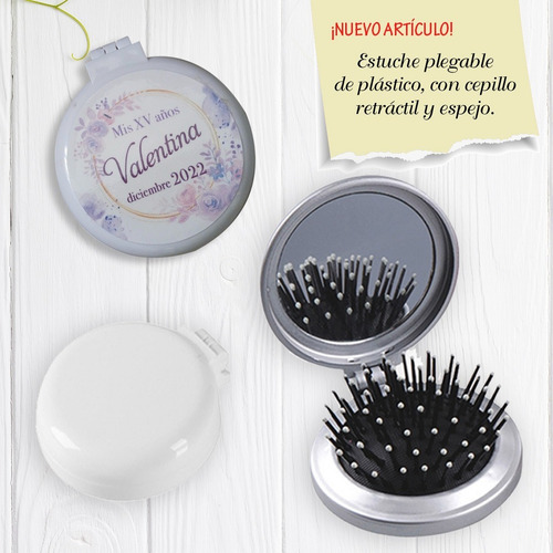 Recuerdo Estuche Plegable Con Espejo Y Cepillo Para Eventos