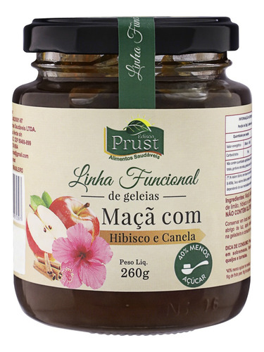 Geleia Maçã com Hibisco e Canela Prust Funcional Vidro 260g
