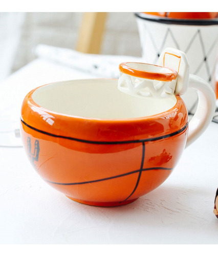 Taza Bowl De Cerámica Forma De Balón Basketball Baloncesto Color Naranja 10133