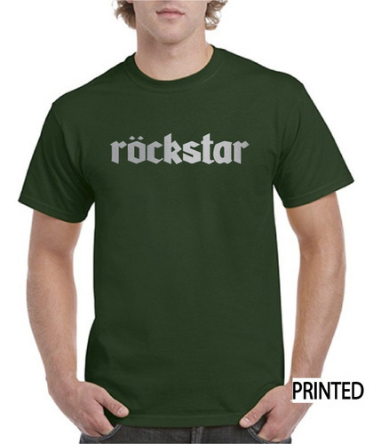 Polera Hombre Estampada Rockstar Gustavo Cerati Log Plateado