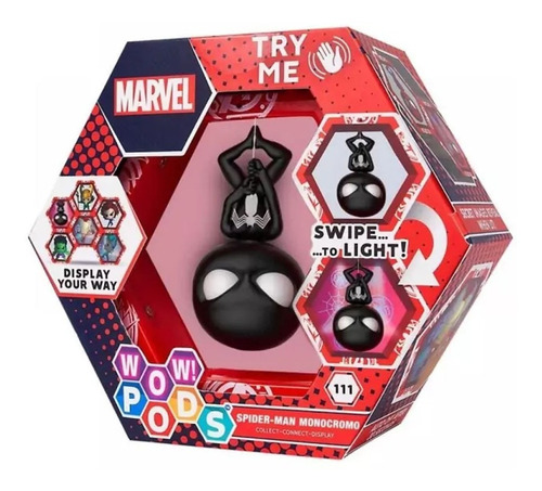 Figura Luminosa Wow Pods Spiderman Monocromo Marvel Symbiote