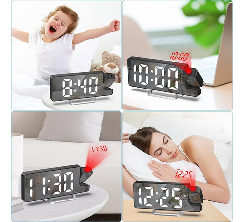 Despertadores Y De Mesa Reloj Digital Led Con Termómetro Negro
