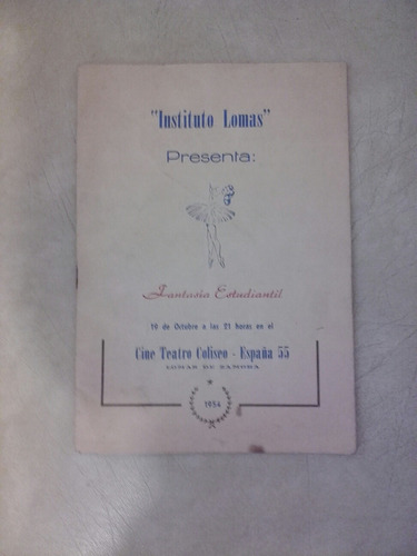 Programa Cine Teatro Coliseo De Lomas De Zamora. Año 1954.