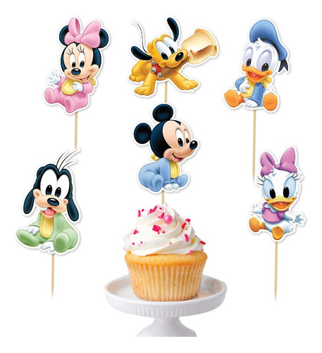 Topper Cupcake Copetin Pinchos Cumpleaños Mickey Bebe