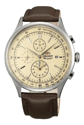 Reloj Orient Cronografo Malla De Cuero Marrón Ftt0v004y