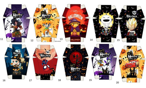 Cajas Ataudes Hallowen Con Golosinas Y Dibujo!