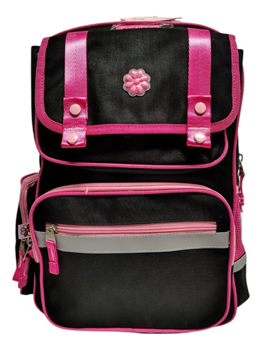 Mochila Happy Girl Strong Primaria Backpack Hg70204-3 Color Negro Diseño De La Tela Liso