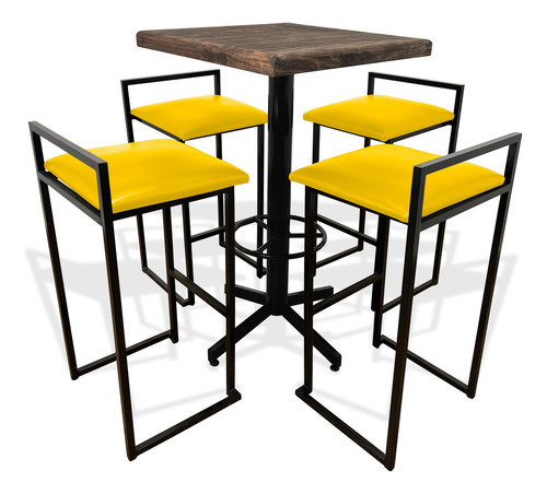 Comedor Periquero Mesa Alta Para Bar Restaurante Cafetería Amarillo Liso