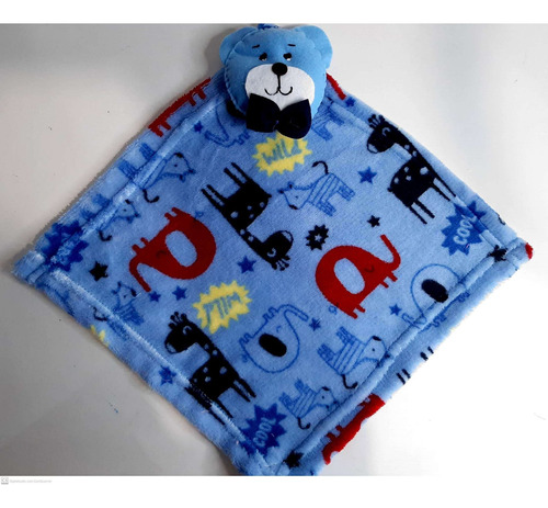Imagem 4 de 4 de Kit Presente Bebê Manta E Naninha Na Caixa Meninos Urso Azul