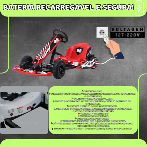 Kart Elétrico Infantil 350w Com Bluetooth Até 80kg Até 20km