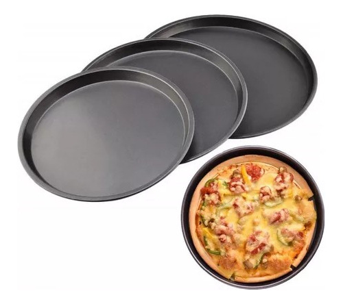 Set 3 Bandejas Charolas Pizza Molde Horno Cocina  + Regalo