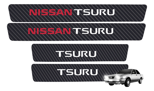 Sticker Vinil Estribos Automóvil Carbono 5d  Nissan Tsuru