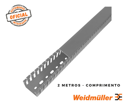 Canaleta Aberta Com Furo Na Base 50x50mm Cinza 2 Metros