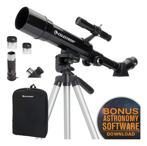 Telescopio Refractor Celestron, C/ Objetivo De 50 Mm, Negro