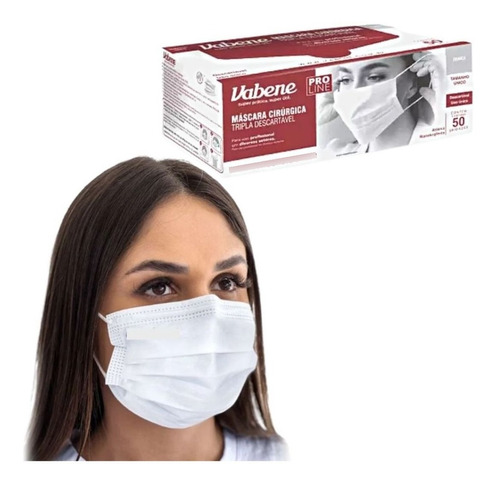 Kit 50 Mascaras Hospitalares De Tripla Proteção C/ Anvisa Cor Branca Desenho do tecido suave