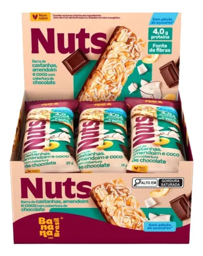 12 Unidades Barra De Castanhas Coco Com Nibs Banana Brasil