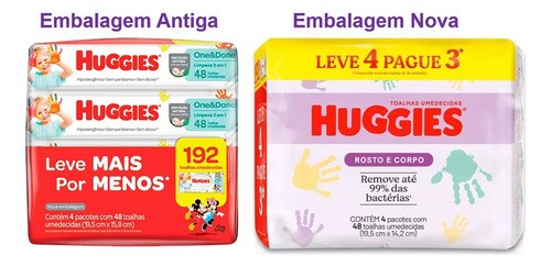 Lenços Umedecidos Huggies One & Done 4 Pacotes 48 Unid.