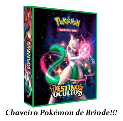 Pasta Fichário Álbum Pokemon + 10 Folhas + 06 Cards + Brinde Estampa 34- Destinos Ocultos Fx