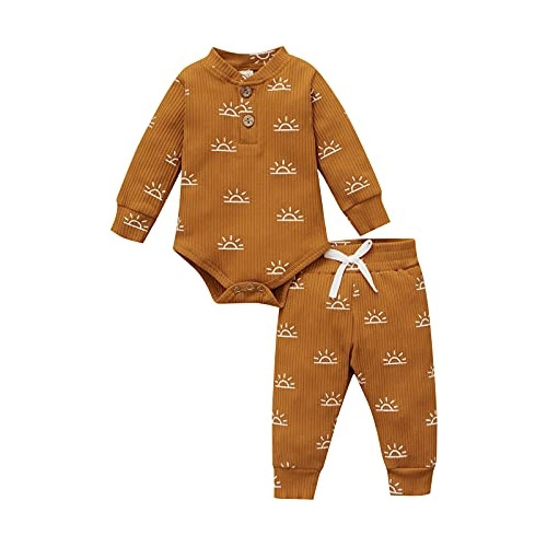 Ropa Para Bebe Cojunto De 2 Piezas Marrón Claro Talla 6-12m