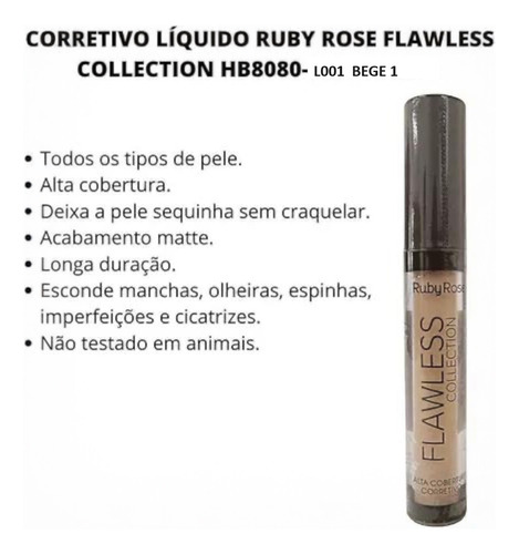 Corretivo Ruby Rose Flawless Collection H8080-l001 Bege1 4ml