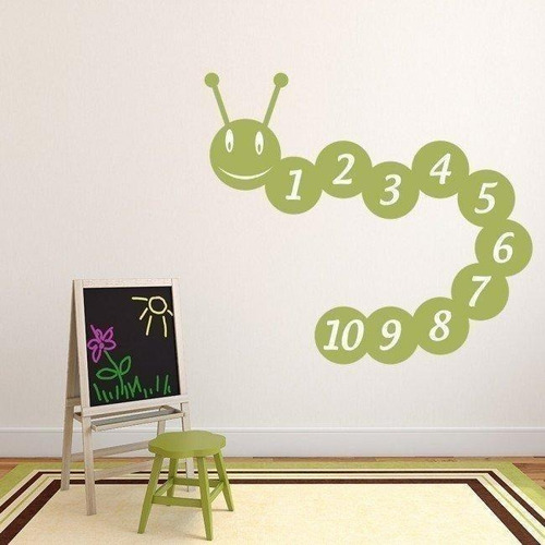 Number Caterpillar Counting Math Vinilo Decorativo Ws-34465