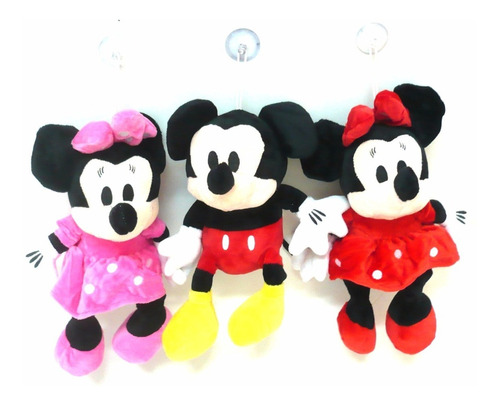Kit 3 Boneco Pelúcia Mickey E Minnie Mouse 28cm Antialérgico