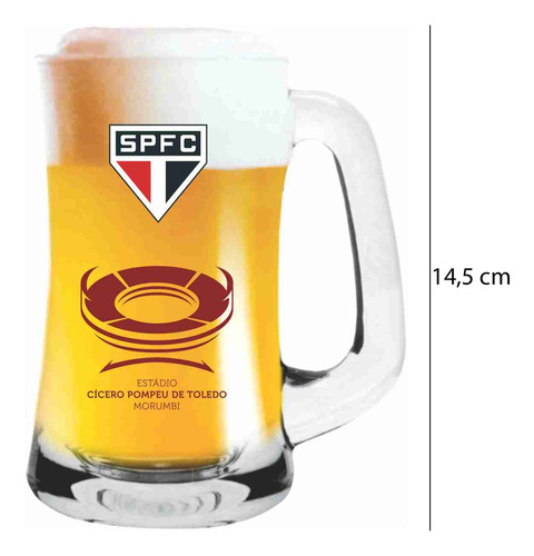 Caneca Personalizada Chopp São Paulo Morumbi Vidro 355ml Cor Transparente