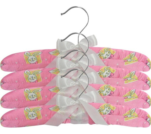 Perchas Infantiles Bebes Niños Madera Forradas X 4 Hermosas! Color Rabbit