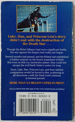 Star Wars Empire Strikes Back Donald Glut 1980 Del Rey Libro (Usado)