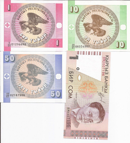 Kirgistan - Fn.15 - K. 1/3 + 15 - 4 Billetes Diferentes- Unc