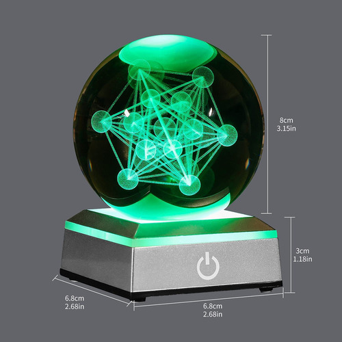 Bola De Cristal En Forma De Cubo De Metatrón 3d Con Luz Led