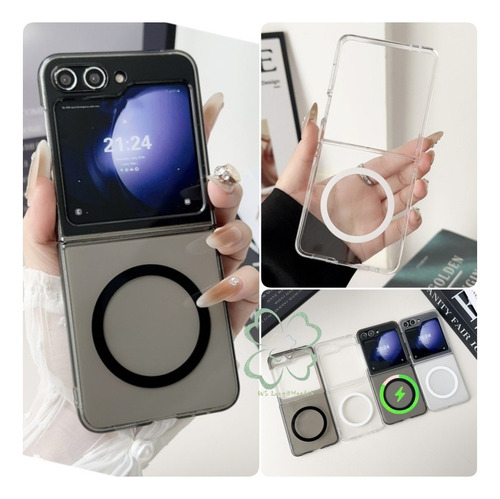 Funda Rígida Para Samsung Galaxy Z Flip 7 Z Flip 6 Z Flip 5 Z Flip 4/3, Delgada, Magnética Mate, Negra, Transparente, A Prueba De Golpes
