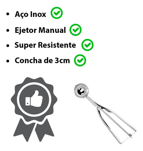 Imagem 4 de 7 de Colher Concha Sorvete Ejetor Manual 123útil Original Pequeno
