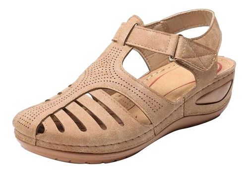 Mujer Sandalias Zapatos Cuero Suave Punta Cerrada Antidesliz