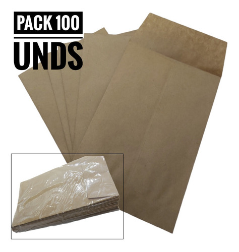 Imagen 2 de 3 de Pack 100 Unidades Sobres Saco Pago Kraft 13x19cm Envíos