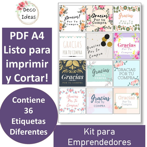 Imagen 4 de 5 de Imprimible Pdf Gracias Por Tu Compra Tag Emprendedores 001