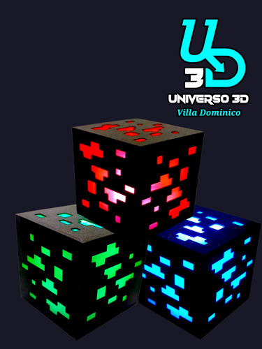 Minecraft Cajita Luminosa X1 Unidad Sourvenir/adorno Torta Naranja