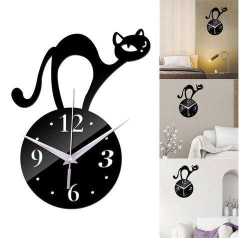 Relógios De Parede Elegantes Para Gatos, Espelho Acrílico, *