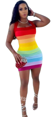 Vestido Bandage Corto Multicolor Sexy Elegante Casual 
