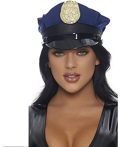 Sombrero Policia Azul Con Placa Talla Unica Adulto