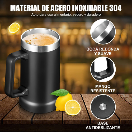 Juego De 2 Tazas Cerveza Acero Inoxidable, Taza De Cerveza