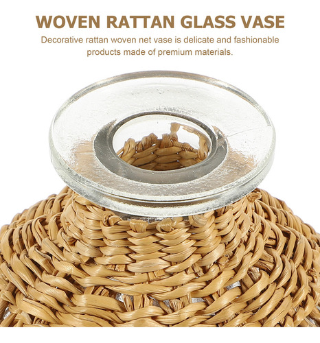Jarrón De Mimbre Terrarium Gra, Jarrón De Vidrio De Ratán