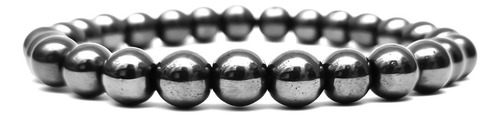 Kit 3 Pulseiras Couro Fecho Magnético Hematita Madeira 8mm
