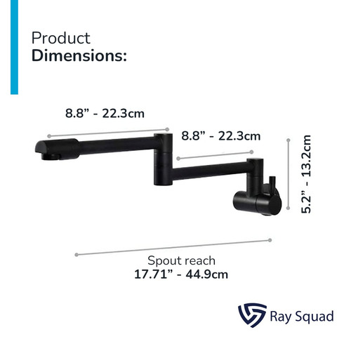 Ray Squad Matte Black Pot Filler Faucet
