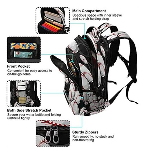 Mochila Deportiva Con Diseño De Pelota De Béisbol, Mochila E